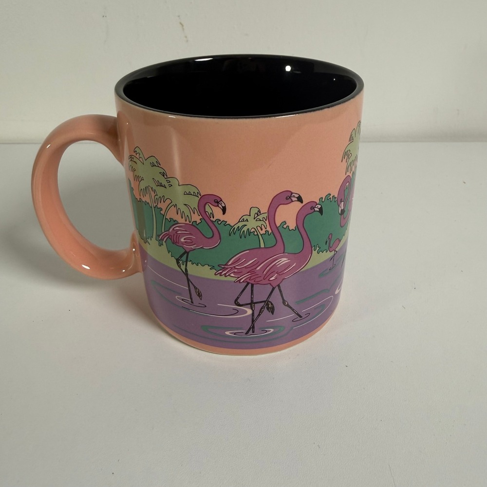Russ Berrie‎ Flamingo Coffee Mug Pink Retro 80s Tropical Beach 8209